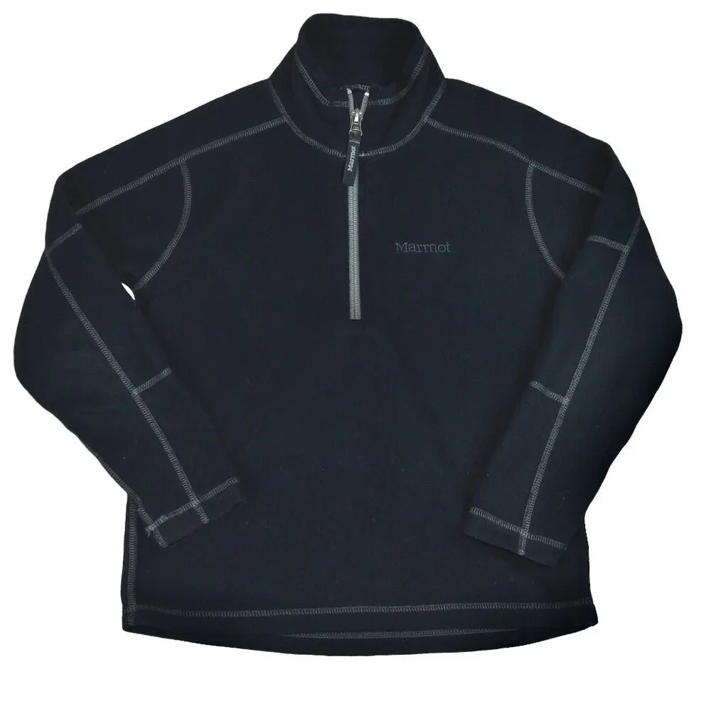 MARMOT || Kid's Fleece Quarter Zip Black Jacket Pullover Mock Neck Outdoors M